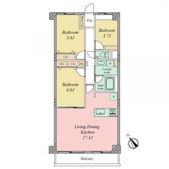 クレール弦巻の間取図