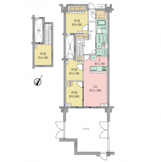世田谷喜多見ザ・テラスの間取図