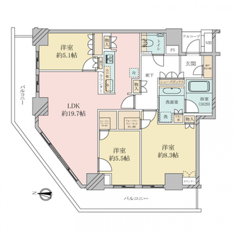 ザ・パークハウス神戸ハーバーランドタワーの間取図