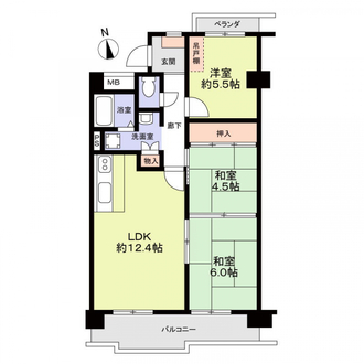 グリーンコーポ東一社Ａ棟の間取図