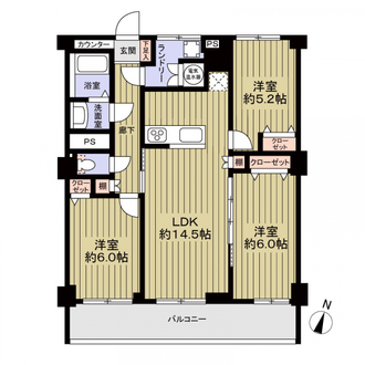 覚王山田代コーポラスＢ棟の間取図