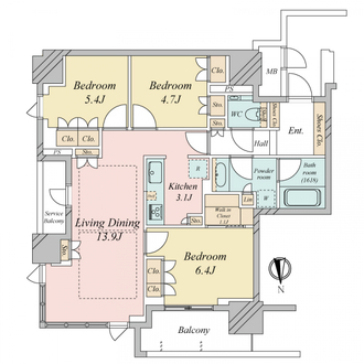 グランドメゾン上町台ザ・タワーの間取図