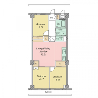 ルックハイツ日吉２号棟の間取図