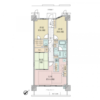 リバーガーデンみなとみさき団地Ｂ棟の間取図