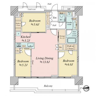 プラウドタワー亀戸クロス　ブライトタワー棟の間取図
