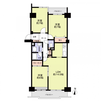 神宮東コーポラスＳ棟の間取図