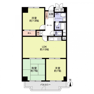 日興千里台スカイタウンＥ館の間取図