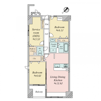 イトーピア長堀橋シエル・クレールの間取図