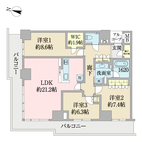ザ・パークハウス神戸ハーバーランドタワーの間取図