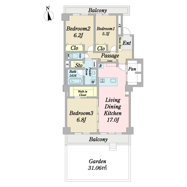 サンライトパストラル六番街D棟の間取図
