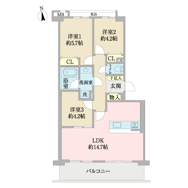 ライオンズヒルズ調布つつじヶ丘弐番館の間取図