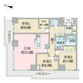 ザ・パークハウス神戸ハーバーランドタワーの間取図