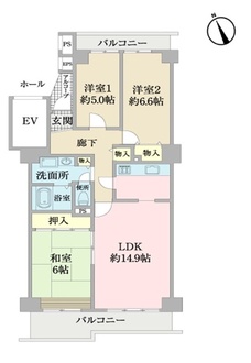 東船橋ガーデニア第６号棟の間取図