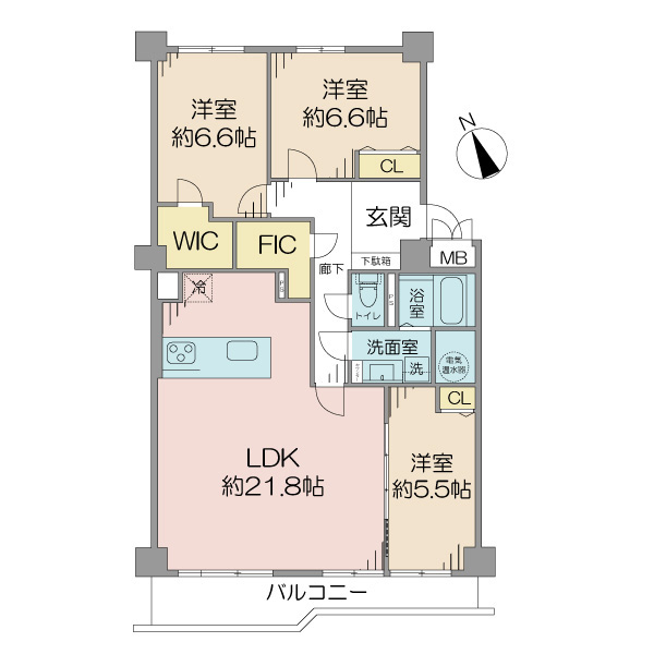 市川グリーンハイツＢ棟の間取図