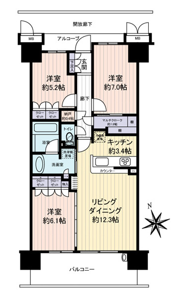 グランマークスツインフォート　Ｂ棟の間取図