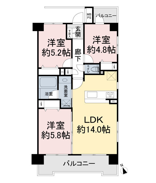 ライオンズマンション常盤平さくら通りの間取図