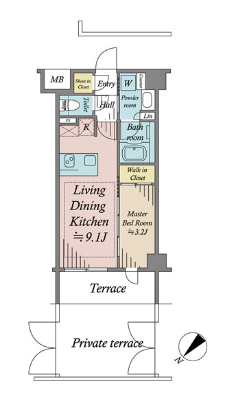 グレンドール新宿牛込柳町の間取図