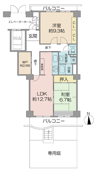 サンライトパストラル七番街Ｂ棟の間取図