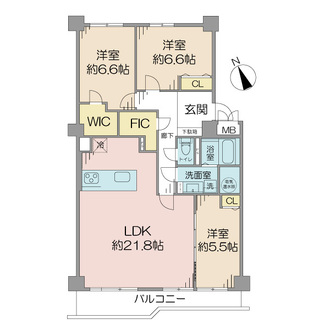 市川グリーンハイツＢ棟の間取図