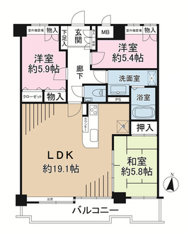 ライオンズマンション藤沢鵠沼の間取図