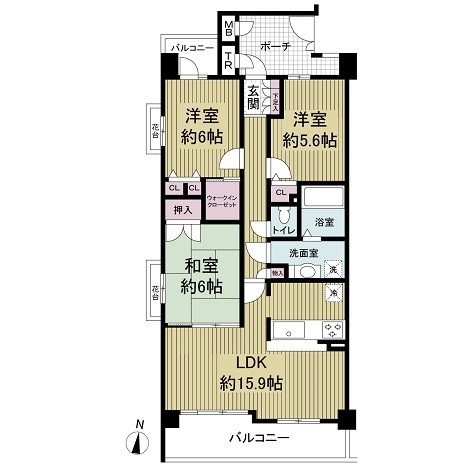 グランスフィア鈴蘭台の間取図