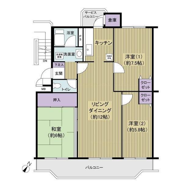 千葉ファミリータウン１号棟の間取図