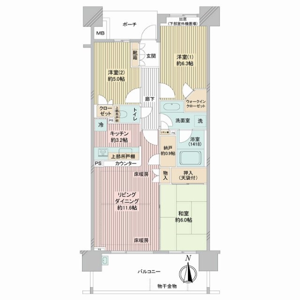 プラウド大宮日進の間取図