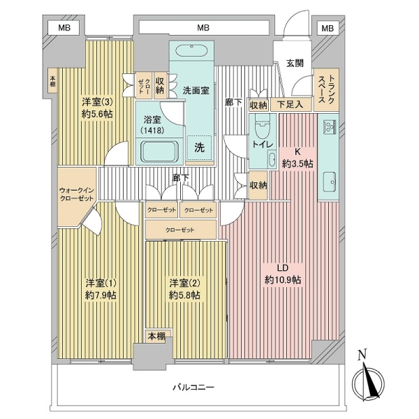 Ｗ　Ｃｏｍｆｏｒｔ　Ｔｏｗｅｒｓ　ＥＡＳＴの間取図