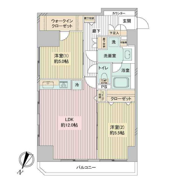 朝日広尾マンションの間取図