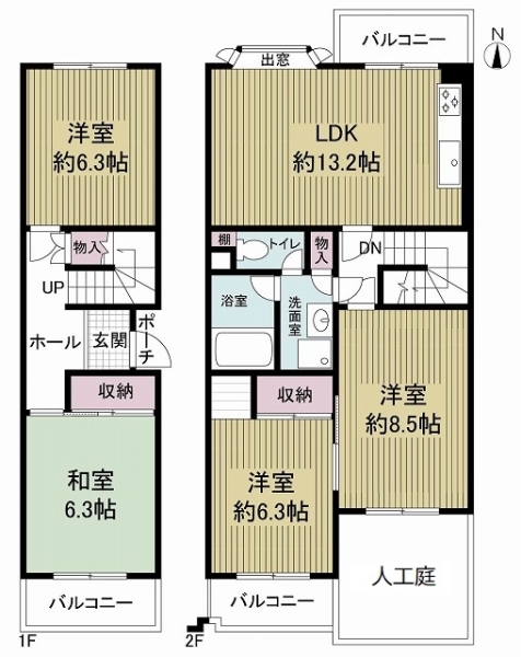 タウン上八事５号棟の間取図