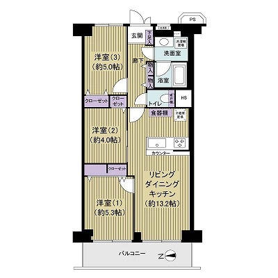 南千住スカイハイツ西の間取図