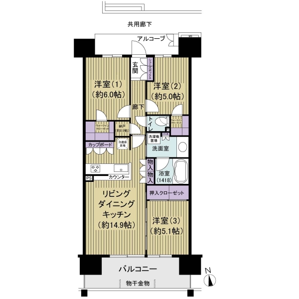 シャリエ小台リバーフォートの間取図