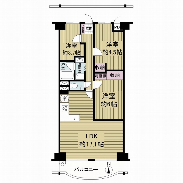 さんくれーる茨木Ｂ棟の間取図