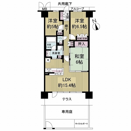 レイシアコート平野長原パークサイトリッジの間取図