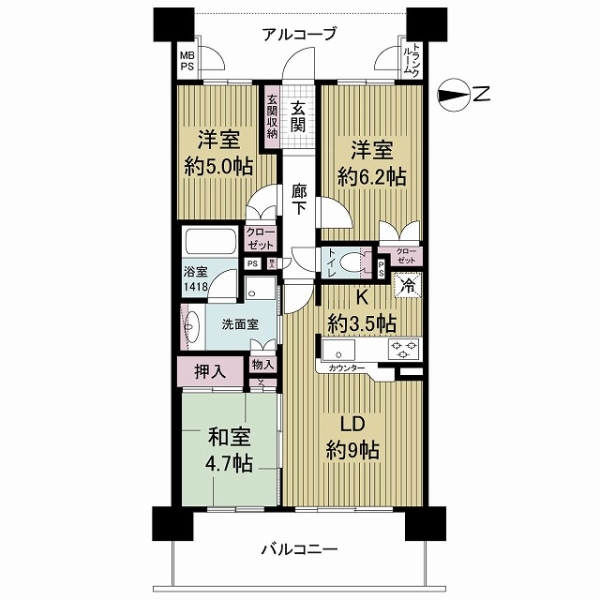 ライオンズマンション鴻池新田の間取図