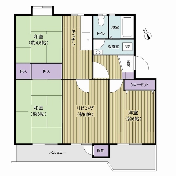 東向地団地５号棟の間取図