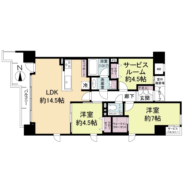 ベルヴィ高瀬川の間取図