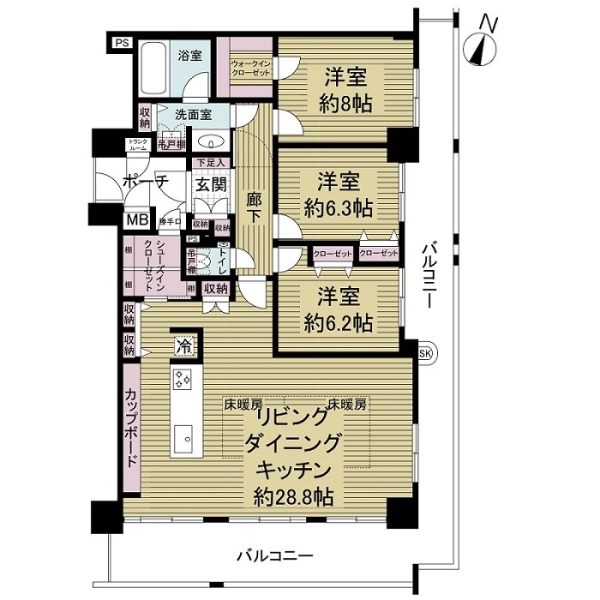 ハーティネス・トアロード中山手の間取図