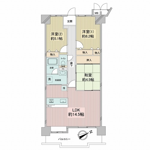 マイシティ伊丹参番館の間取図