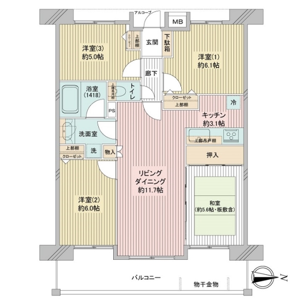 ライフレビュー川崎大師公園の間取図