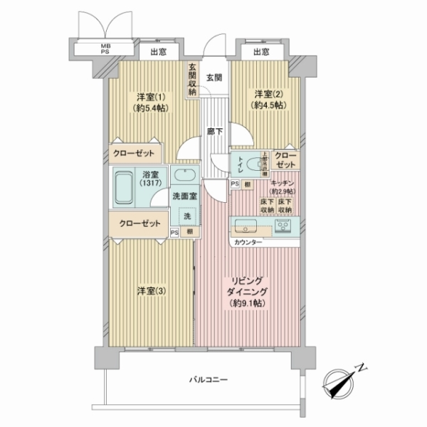 ライオンズマンション綱島第７の間取図