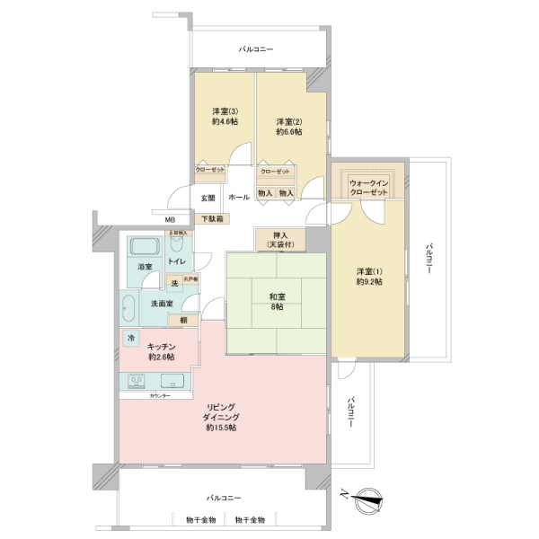 リジェンヌ京町２号棟の間取図