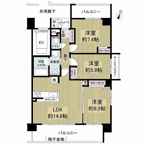 グランコート伝法の間取図