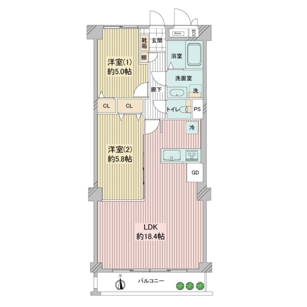 伊丹グリーンハイツの間取図