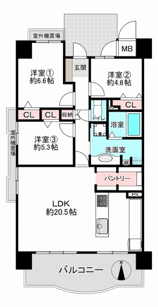 高見フローラルタウングランコート３３の間取図
