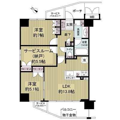 アービング若江岩田の間取図
