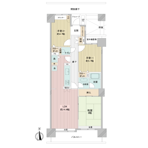 コープ野村クローバー・シティ与野参番館の間取図