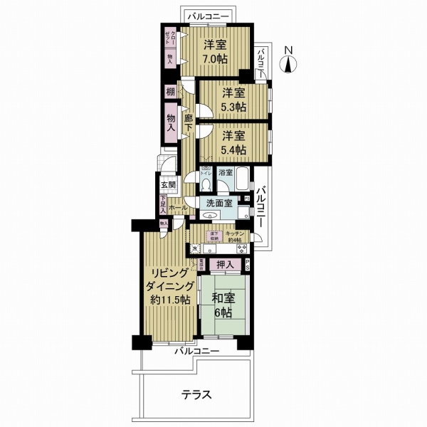 鳥見パークマンション三番街南棟の間取図
