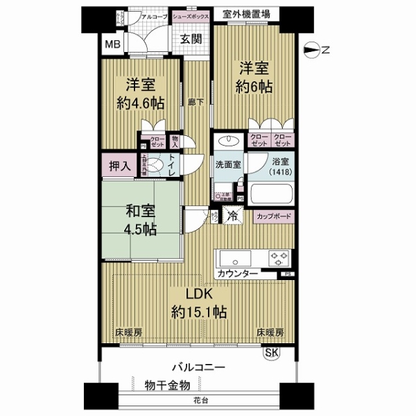 ウィズパークス大阪アクアコートの間取図