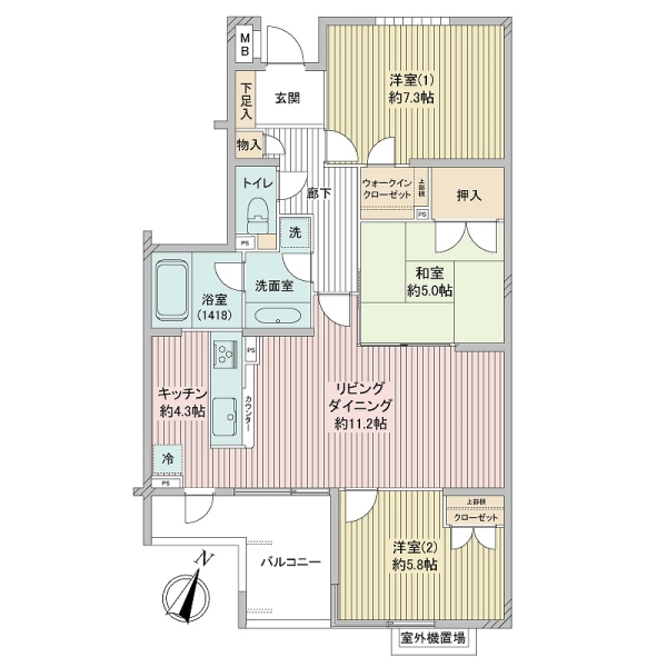 カーサフロレスタ西馬込弐番館の間取図